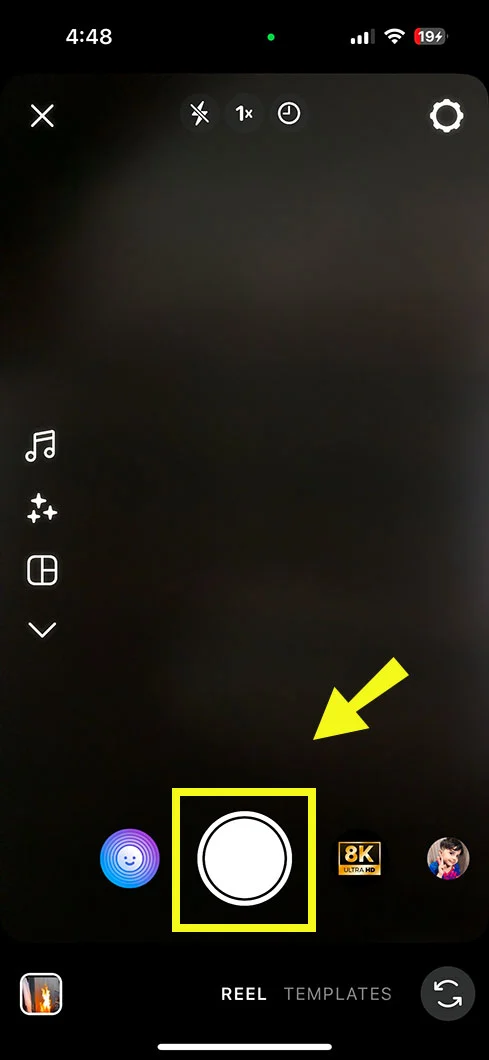 holding the camera button and record the video