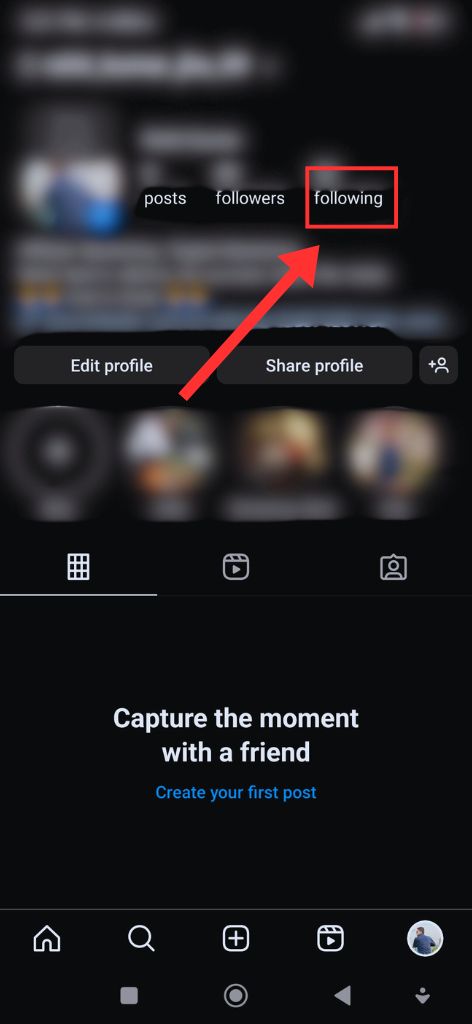 Click on “Following