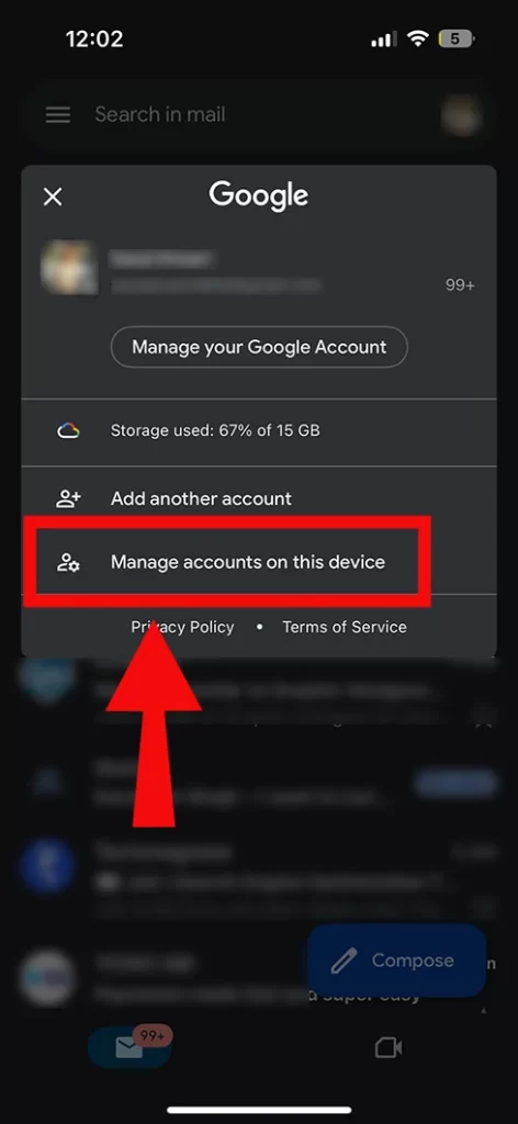 Manage accounts on this device