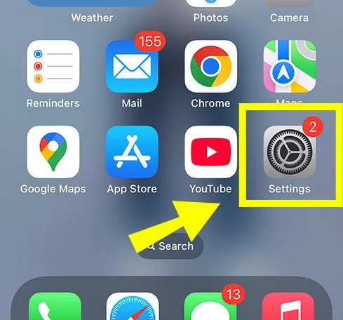 Select the settings icon on your iPhone