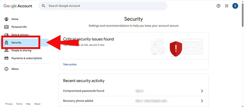 Tap the ‘security’ tab. 