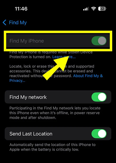 Then click to turn it off