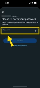 Finally, enter your Instagram account password and the entire account information will be download to your device.