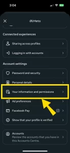 Now, select ‘Your Information and Permissions’ icon.