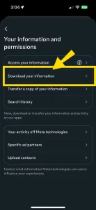 Select ‘Download your information’