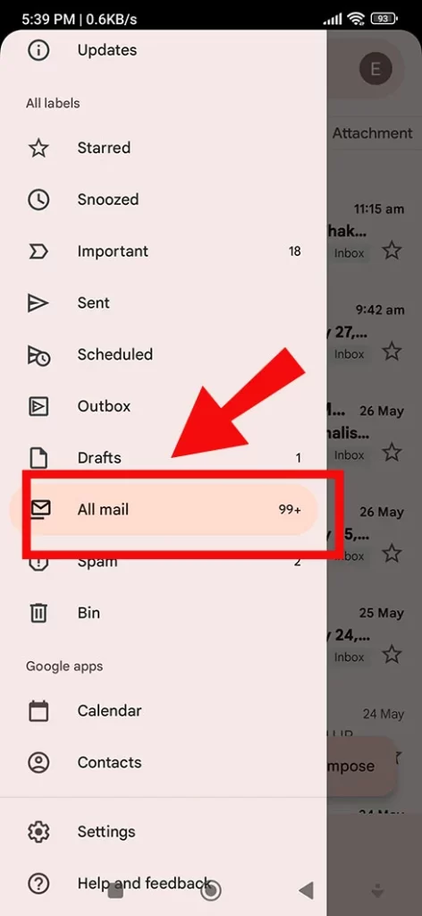 Click On All Mail Option