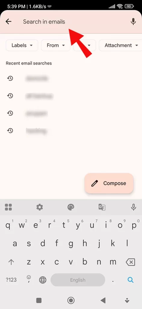 search the sender name