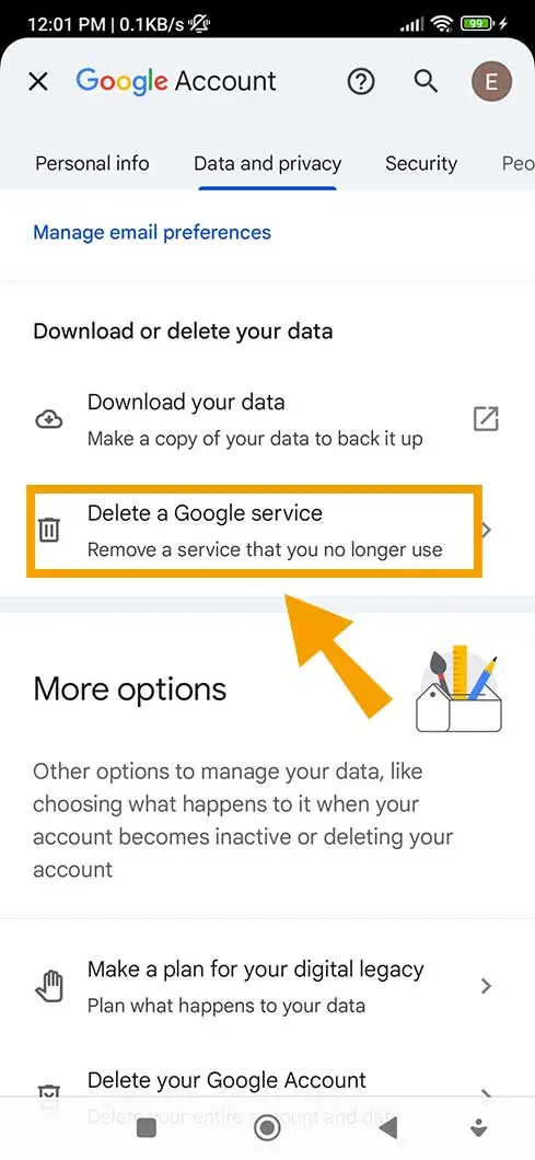 Phone-delete-a-google-service