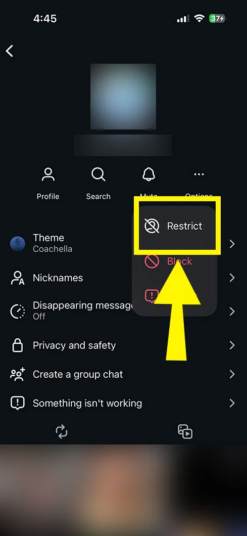 Choose Restrict from the list. 