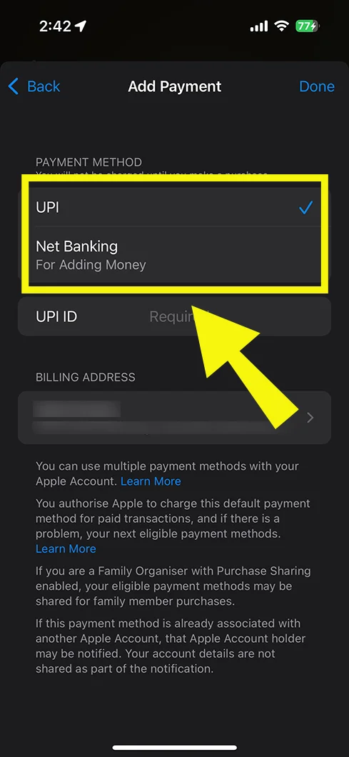 Add payment details