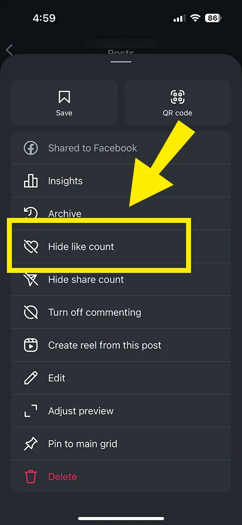 choose the Hide like count option