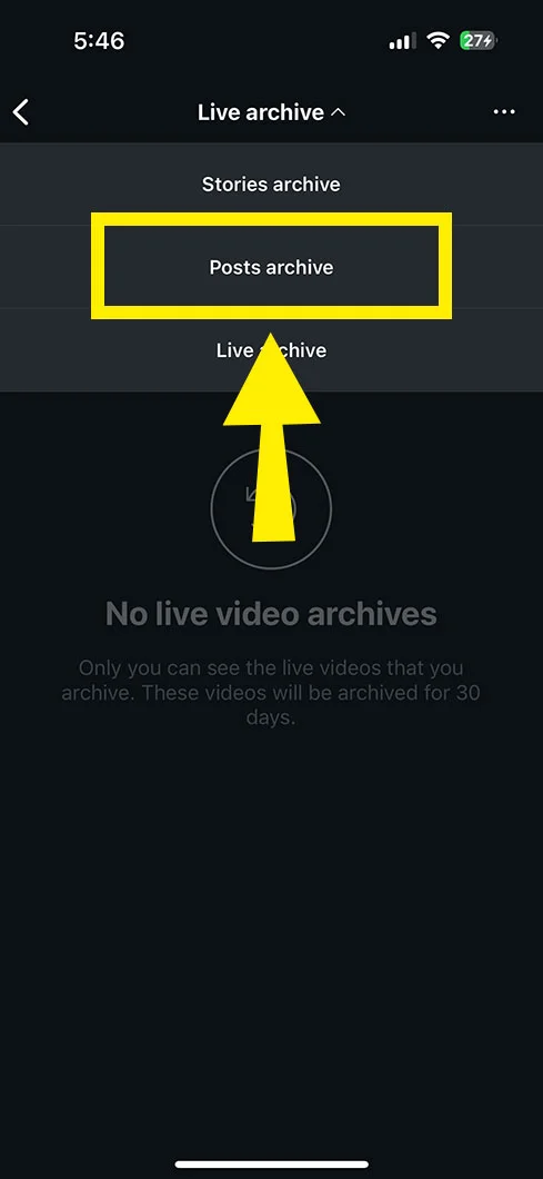 tap the Posts archive
