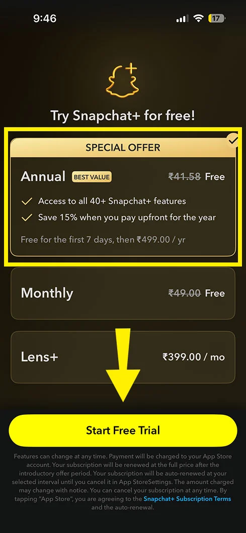 Pick the subscription plan