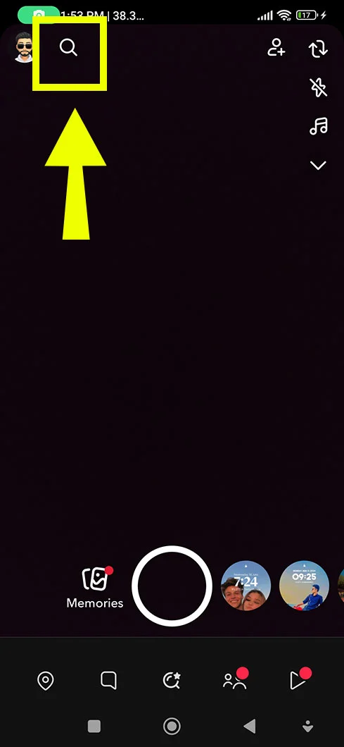 Go to the Magnifying glass icon.