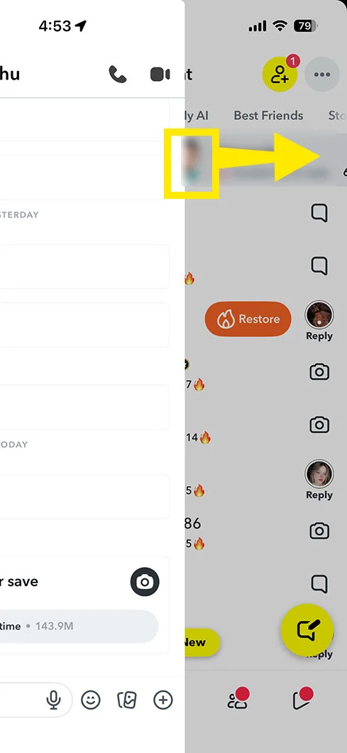 Hold down the chosen profile or Bitmoji.