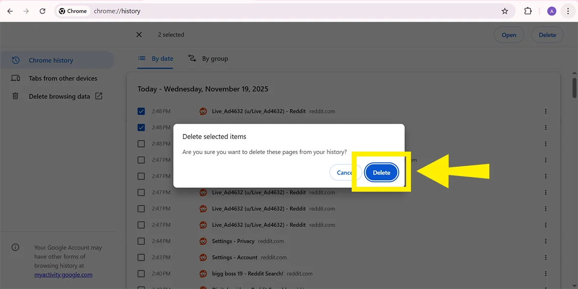 confirm you’re deleting
