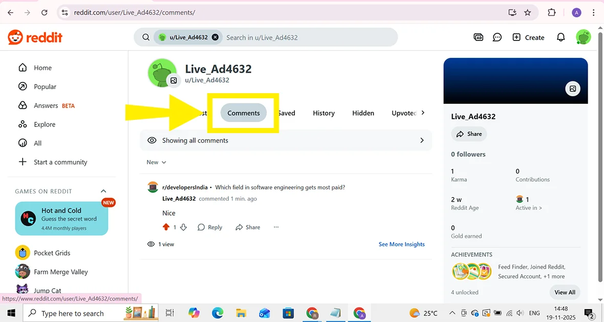 Pick out the Posts or Comments