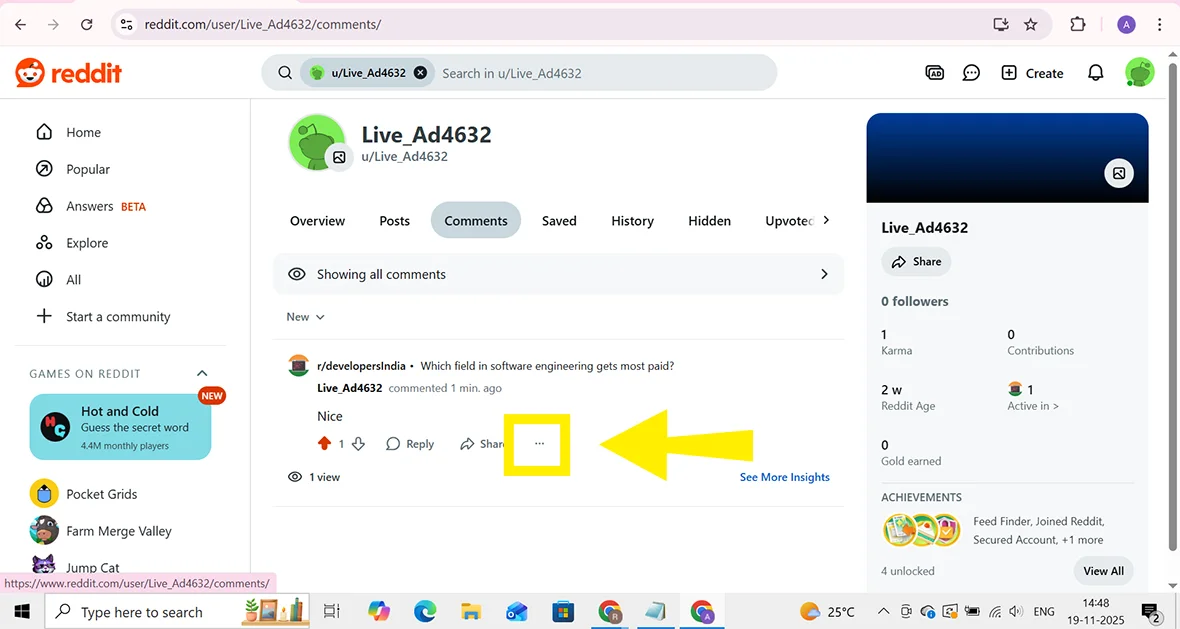 Tap on three horizontal lines